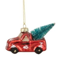 Northlight 4" Red Metallic Truck With A Sisal Tree Glass Christmas Ornament -Northlight Sale Store D491175S 11