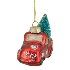 Northlight 4" Red Metallic Truck With A Sisal Tree Glass Christmas Ornament -Northlight Sale Store D491175S 2