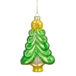 Northlight 5" Pearl & Glitter Green & Gold Glass Christmas Tree Hanging Ornament -Northlight Sale Store D491177S 11