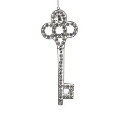 10" Silver Antique Finish Rhinestone Embellished Key Christmas Ornament -Northlight Sale Store D491182S 11