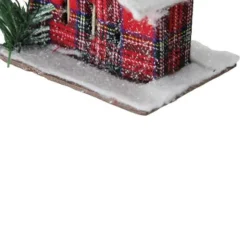 Northlight 4.5" Frosted & Glittered Red & White Plaid Snow Covered Cabin Christmas Ornament -Northlight Sale Store D491183S 3
