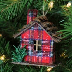 Northlight 4" Frosted & Glittered Red & Brown Plaid Country Cabin Christmas Ornament -Northlight Sale Store D491185S 5