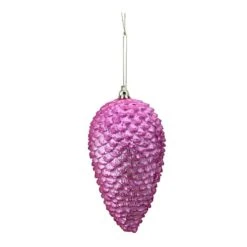 6ct. 6.5" Pink Shatterproof Glitter Pine Cone Christmas Ornaments