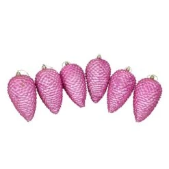 6ct. 6.5" Pink Shatterproof Glitter Pine Cone Christmas Ornaments -Northlight Sale Store D491186S 2