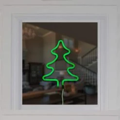 Northlight 9.5" Green Neon LED Christmas Tree Window Silhouette -Northlight Sale Store D491424S 2