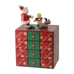 Northlight 10.5" Red & Green Elegant Advent Storage Calendar Box -Northlight Sale Store D491520S 2