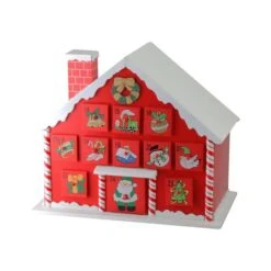 Northlight 10.25" Red & White Advent House With Chimney Storage Box -Northlight Sale Store D491523S 2