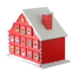 Northlight 10.25" Red & White Advent House With Chimney Storage Box -Northlight Sale Store D491523S 3