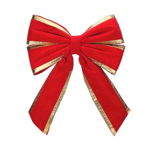 Northlight 31" Red & Gold Loop Velveteen Trim Christmas Bow 2 Northlight 31" Red & Gold Loop Velveteen Trim Christmas Bow - Image 2