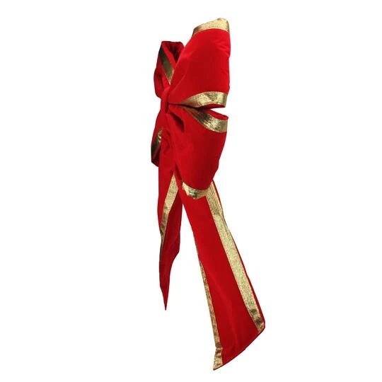 Northlight 31" Red & Gold Loop Velveteen Trim Christmas Bow 3 Northlight 31" Red & Gold Loop Velveteen Trim Christmas Bow - Image 3