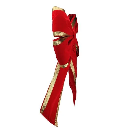 Northlight 31" Red & Gold Loop Velveteen Trim Christmas Bow 4 Northlight 31" Red & Gold Loop Velveteen Trim Christmas Bow - Image 4