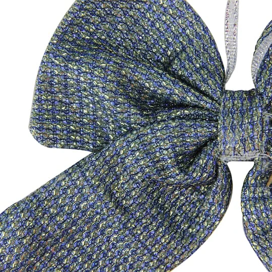 Northlight 5.25" Blue Double Loop Christmas Bow Wall Décor 3 Northlight 5.25" Blue Double Loop Christmas Bow Wall Décor - Image 3