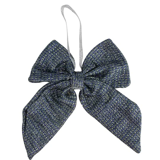 Northlight 5.25" Blue Double Loop Christmas Bow Wall Décor 4 Northlight 5.25" Blue Double Loop Christmas Bow Wall Décor - Image 4