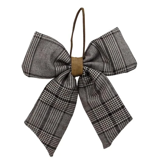 Northlight 19" Black & White Plaid Two Loop Christmas Bow Decoration 2 Northlight 19" Black & White Plaid Two Loop Christmas Bow Decoration - Image 2