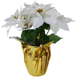 Northlight 17" Potted White Poinsettia Christmas Arrangement