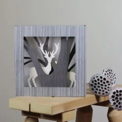 Northlight 12" Glittered Woodland Deer Silhouette Box Framed Christmas Table Décor -Northlight Sale Store D491567S 3