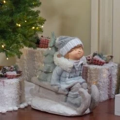Northlight 15" Lighted Girl On Sled Tabletop Decoration 8 Northlight 15" Lighted Girl On Sled Tabletop Decoration -Northlight Sale Store D491571S 2