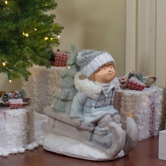 Northlight 15" Lighted Girl On Sled Tabletop Decoration 3 Northlight 15" Lighted Girl On Sled Tabletop Decoration - Image 3