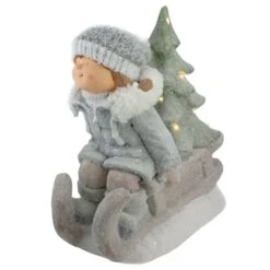 Northlight 15" Lighted Girl On Sled Tabletop Decoration 9 Northlight 15" Lighted Girl On Sled Tabletop Decoration -Northlight Sale Store D491571S 3