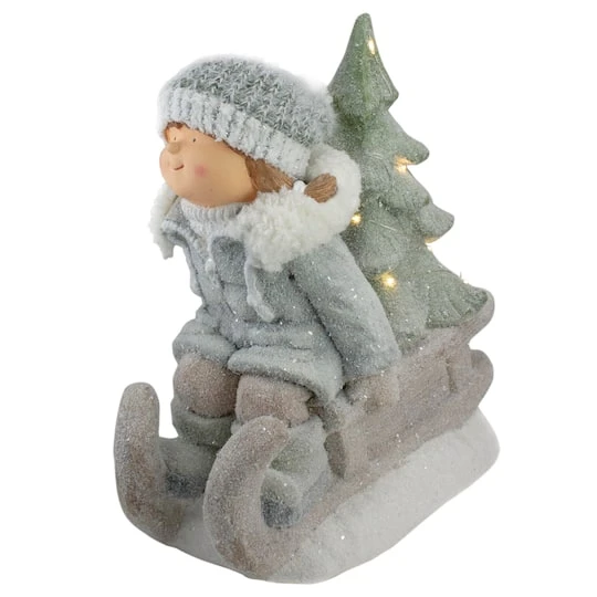 Northlight 15" Lighted Girl On Sled Tabletop Decoration 4 Northlight 15" Lighted Girl On Sled Tabletop Decoration - Image 4