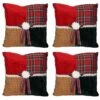 Square Textured Tartan Plaid Velvet Christmas Throw Pillows, 4ct.