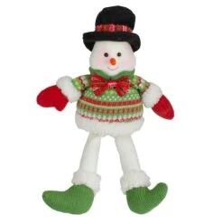 Northlight 18" Red & Green Sitting Smiling Snowman Christmas Figure
