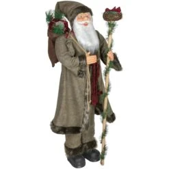Northlight 4ft. Olive Green & Burgundy Red Standing Santa Claus With Gift Bag Christmas Figure -Northlight Sale Store D491585S 15