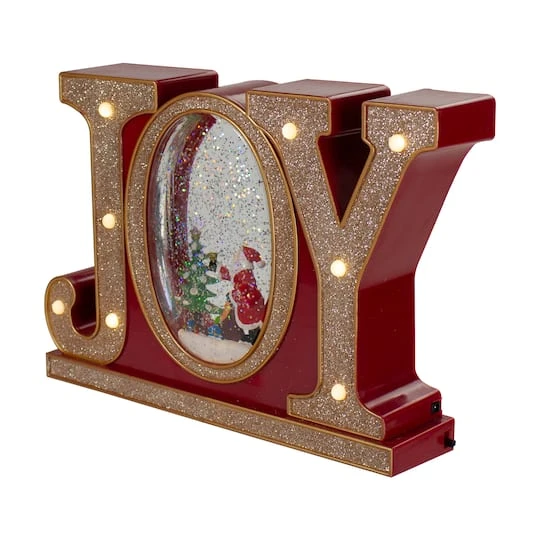 Northlight 11" LED Lighted Red & Gold Joy Christmas Glitter Snow Globe 4 Northlight 11" LED Lighted Red & Gold Joy Christmas Glitter Snow Globe - Image 4