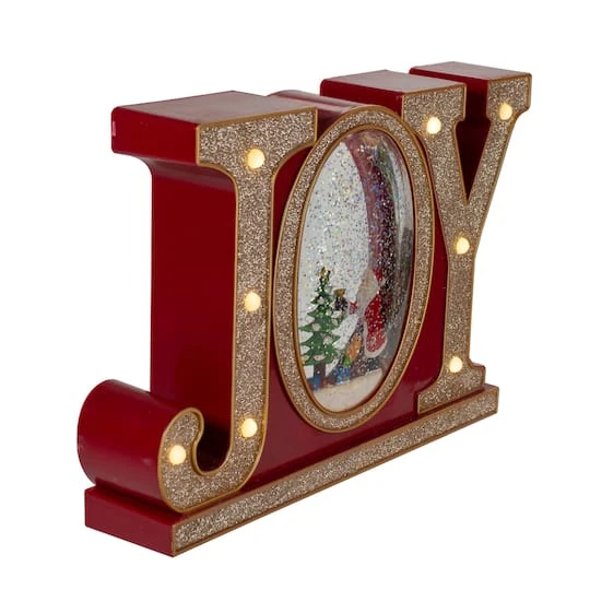 Northlight 11" LED Lighted Red & Gold Joy Christmas Glitter Snow Globe 5 Northlight 11" LED Lighted Red & Gold Joy Christmas Glitter Snow Globe - Image 5