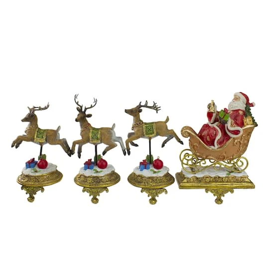 Northlight 9.5" Santa & Reindeer Christmas Stocking Holder Set 2 Northlight 9.5" Santa & Reindeer Christmas Stocking Holder Set - Image 2