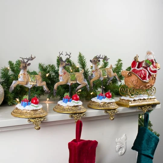 Northlight 9.5" Santa & Reindeer Christmas Stocking Holder Set 3 Northlight 9.5" Santa & Reindeer Christmas Stocking Holder Set - Image 3