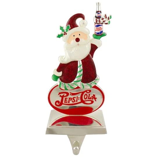 Northlight 9.75" Silver Pepsi-Cola Santa Claus Christmas Stocking Holder 1 Northlight 9.75" Silver Pepsi-Cola Santa Claus Christmas Stocking Holder