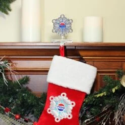 Northlight 6.5" Silver & Blue Pepsi Snowflake Christmas Stocking Holder -Northlight Sale Store D491602S 2