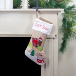 Northlight 19" Let It Snow Bird Burlap Christmas Stocking -Northlight Sale Store D491604S 2