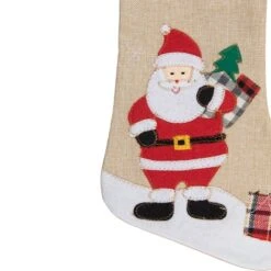 Northlight 19" Beige & Red Burlap Santa Christmas Stocking -Northlight Sale Store D491606S 3
