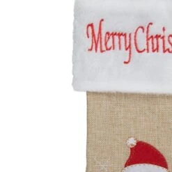 Northlight 19" Beige & Red Burlap Santa Christmas Stocking -Northlight Sale Store D491606S 4