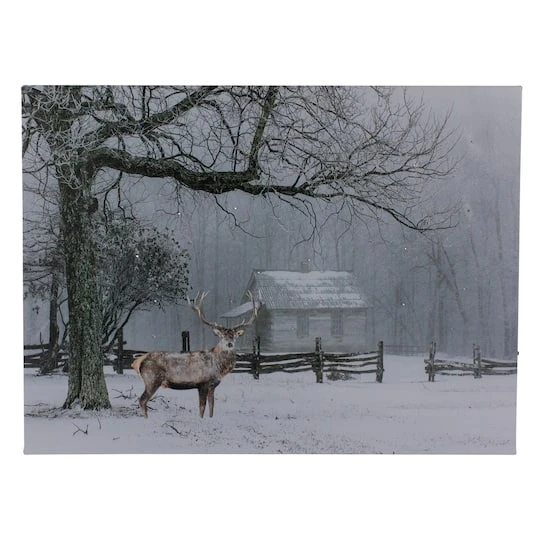 Northlight Lighted Winter Cottage Forest Scene Christmas Canvas Wall Art 2 Northlight Lighted Winter Cottage Forest Scene Christmas Canvas Wall Art - Image 2