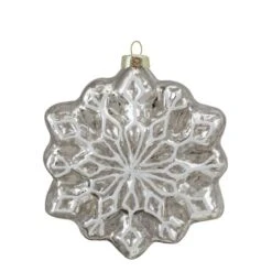 Northlight 4ct. Red & Silver Glass Snowflake Hanging Christmas Decorations -Northlight Sale Store D491620S 3