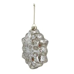 Northlight 4ct. Red & Silver Glass Snowflake Hanging Christmas Decorations -Northlight Sale Store D491620S 5