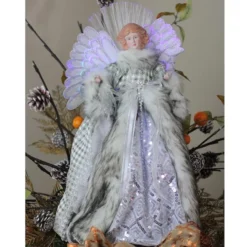 Northlight 16" Lighted Fiber Optic Angel In Silver Gingham Coat Tree Topper 7 Northlight 16" Lighted Fiber Optic Angel In Silver Gingham Coat Tree Topper -Northlight Sale Store D491629S 3