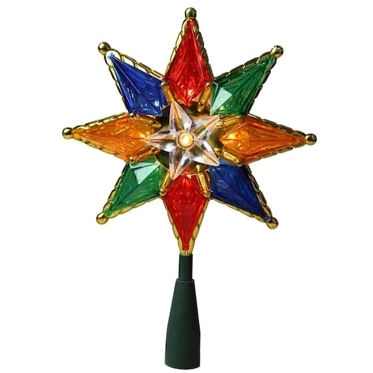 Northlight 8" Lighted Multi Color 8-Point Star Tree Topper 1 Northlight 8" Lighted Multi Color 8-Point Star Tree Topper