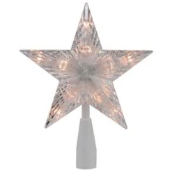 Northlight 7.5" Clear & White 5-Point Star Tree Topper