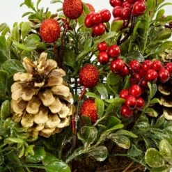 Northlight 12" Red & Green Pine Cones & Berries Tabletop Decoration -Northlight Sale Store D491642S 2