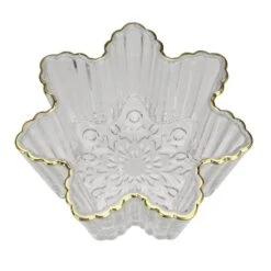 Northlight 5.75" Clear & Gold Snowflake Candy Dish Serving Bowl