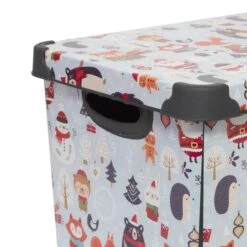 Simplify Woodland Winter Storage Tote Bin -Northlight Sale Store D492889S 17