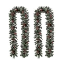 Glitzhome® 9ft. LED Glittered Pinecone Christmas Garlands, 2ct. -Northlight Sale Store D493615S 6