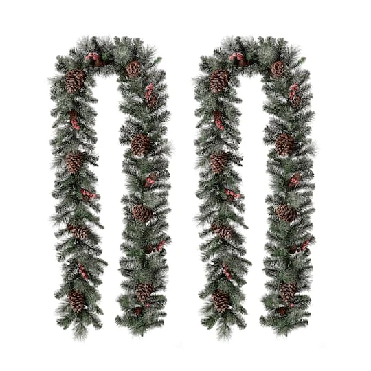 Glitzhome® 9ft. Pre-Lit Glittery Pinecone Christmas Garland With Timer, 2ct. 6 Glitzhome® 9ft. Pre-Lit Glittery Pinecone Christmas Garland With Timer, 2ct. - Image 6