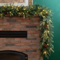 Glitzhome® 9ft. Pre-Lit Pinecone Christmas Garland With Timer, 2ct. 13 Glitzhome® 9ft. Pre-Lit Pinecone Christmas Garland With Timer, 2ct. -Northlight Sale Store D493619S 4