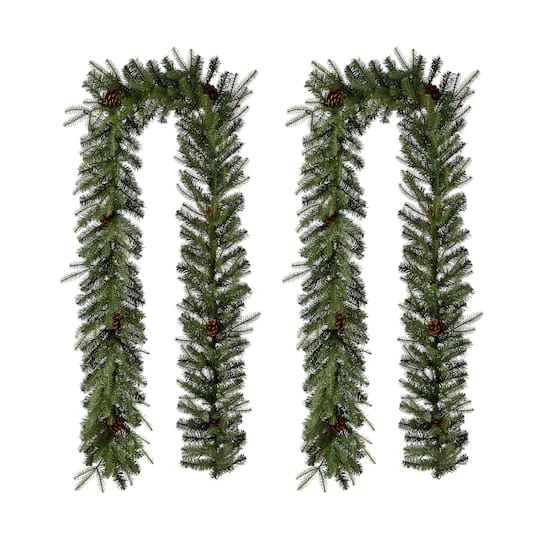 Glitzhome® 9ft. Pre-Lit Pinecone Christmas Garland With Timer, 2ct. 7 Glitzhome® 9ft. Pre-Lit Pinecone Christmas Garland With Timer, 2ct. - Image 7