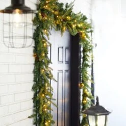 Glitzhome® 9ft. LED Greenery Pinecone Christmas Garlands, 2ct. -Northlight Sale Store D493620S 3